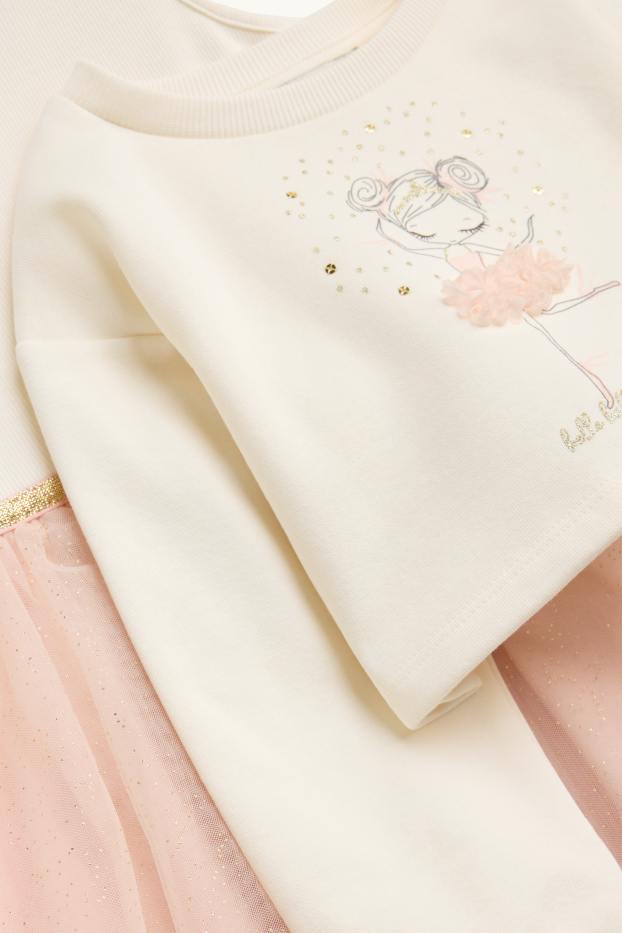 Children Girls - Ballerina - set - dress and sweatshirt - 2 piece - cremewhite