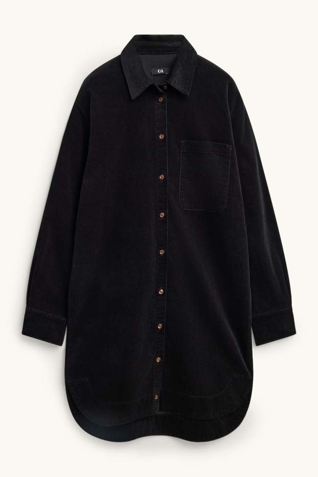 Femmes - Robe en velours côtelé - straight fit - noir
