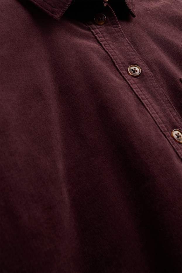 Dames - Overhemdblouse van corduroy - bordeaux