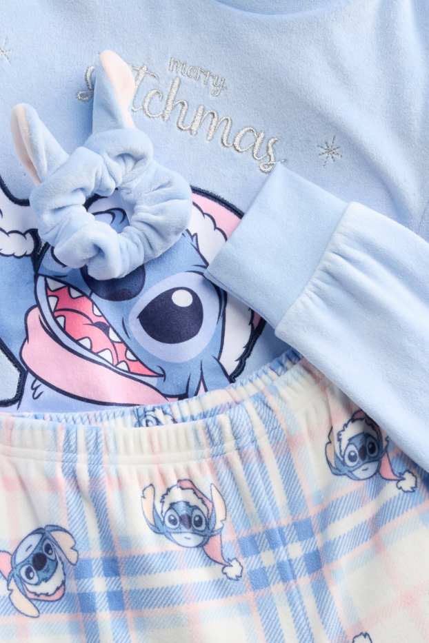 Copii - Fete - Lilo & Stitch - set - pijama și elastic de păr - 3 piese - roz / albastru deschis