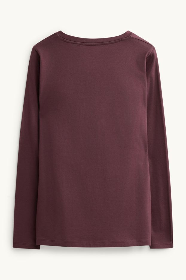 Donna - Maglia a maniche lunghe per allattamento - bordeaux