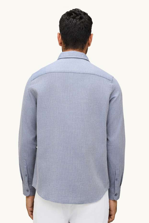 Heren - Overhemd - regular fit - kent - met structuur - blauw