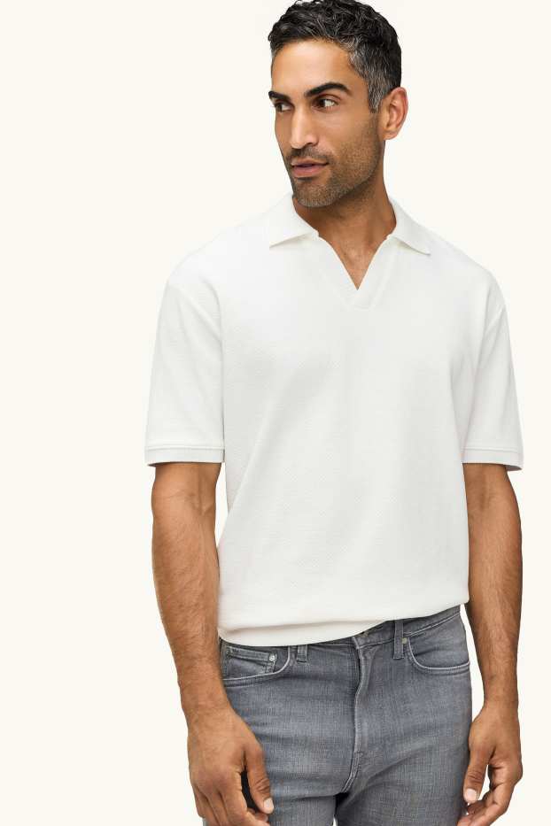 Uomo - Polo - relaxed fit - tessuto tramato - bianco