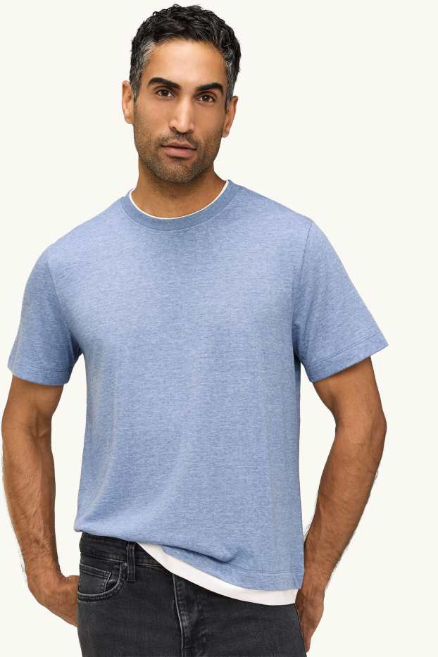 Bărbați - Tricou - regular fit - aspect 2 în 1 - albastru