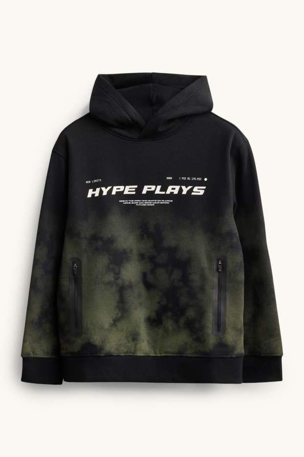 Kinder Buben - Hoodie - gemustert - schwarz
