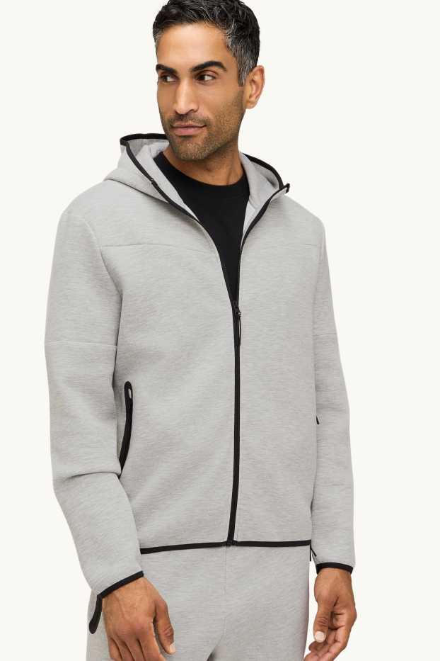 Herren - Sweatjacke mit Kapuze - grau-melange