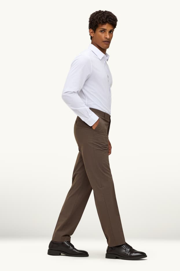 Hommes - Pantalon de costume - regular fit - Flex - LYCRA® - marron
