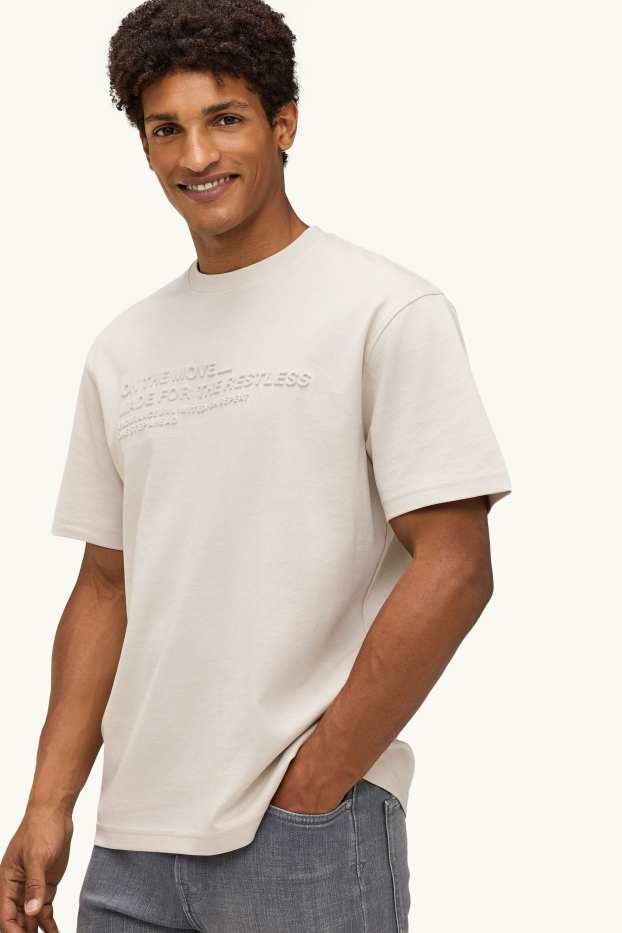 Uomo - T-shirt - relaxed fit - bianco crema