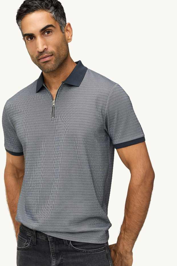 Bărbați - Tricou polo - regular fit - structurat - gri / gri