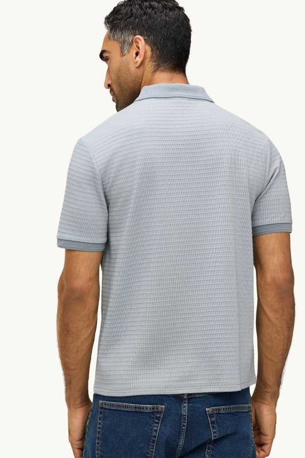 Men - Polo shirt - regular fit - textured - light blue