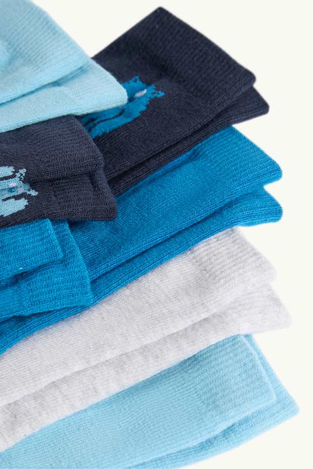 Enfants garçons - Lot de 7 paires - Monstres - chaussettes à motif - bleu  / bleu foncé