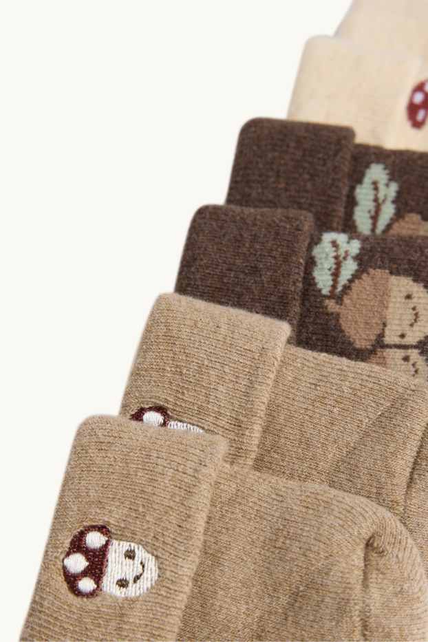 Bébés garçons - Lot de 3 paires - gland et champignon - chaussettes nouveau-né à motif - beige / marron