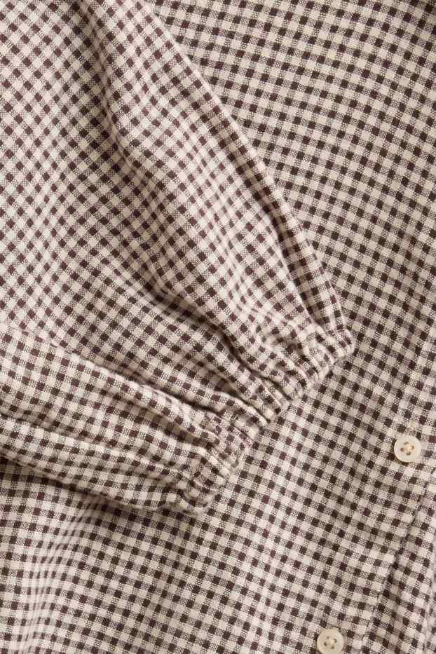 Women - Blouse - check - brown / beige