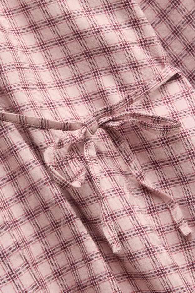 Women - Blouse - oversized - check - rose / dark red