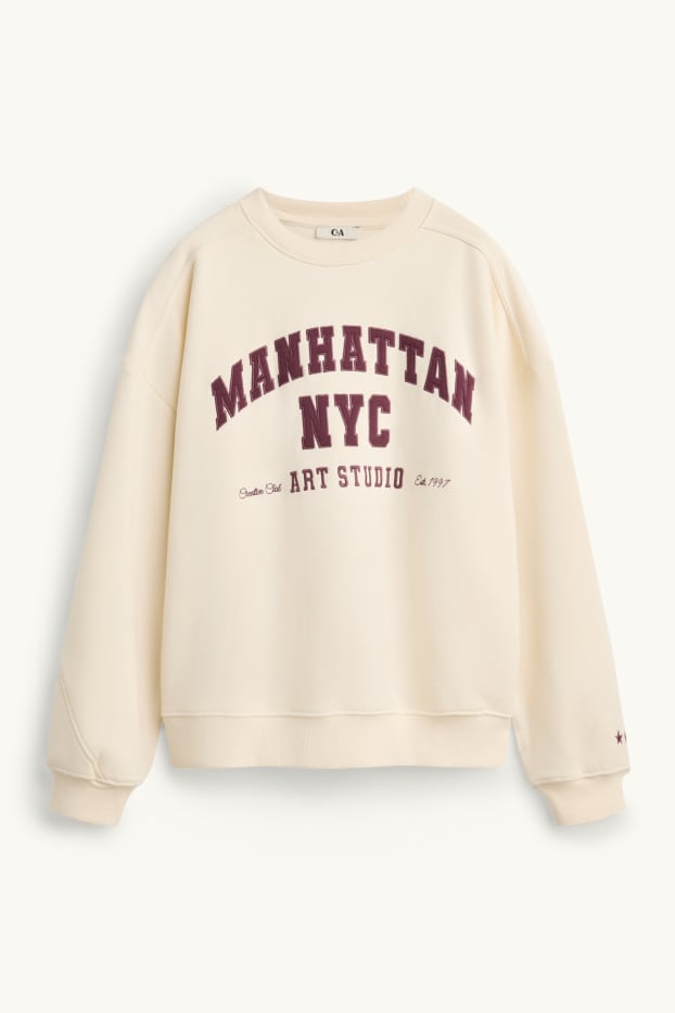 Femmes - Sweat Oversize - beige / bordeaux