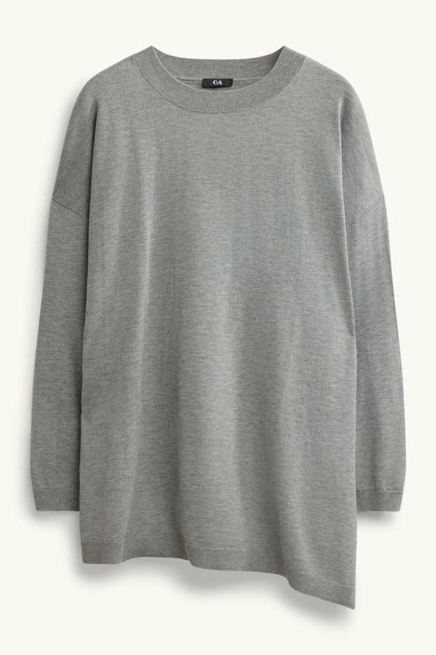Femmes - Pull en maille fine - gris chiné