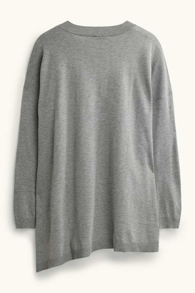 Femmes - Pull en maille fine - gris chiné