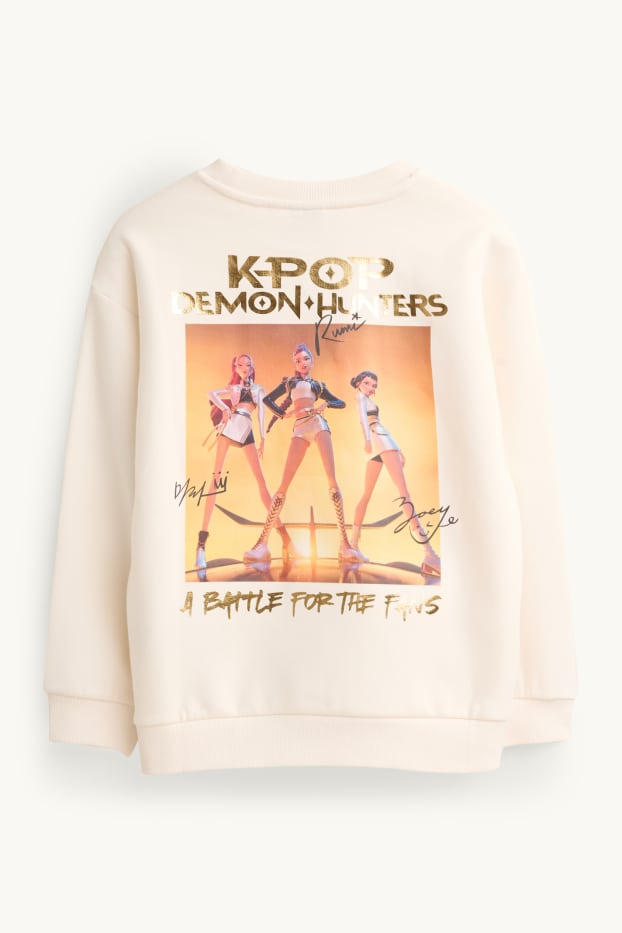 Kinder Mädchen - KPop Demon Hunters - Sweatshirt - Glanz-Effekt - cremeweiß