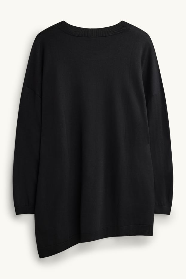 Femei - Pulover din tricot fin - negru