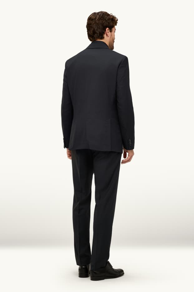 Men - Suit with tie - regular fit - stretch - 4 piece - black