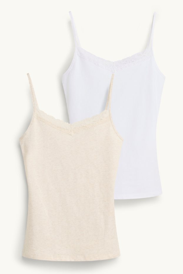 Damen - Multipack 2er - Hemdchen - weiss / beige