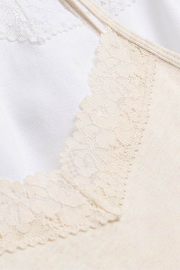 Damen - Multipack 2er - Hemdchen - weiss / beige