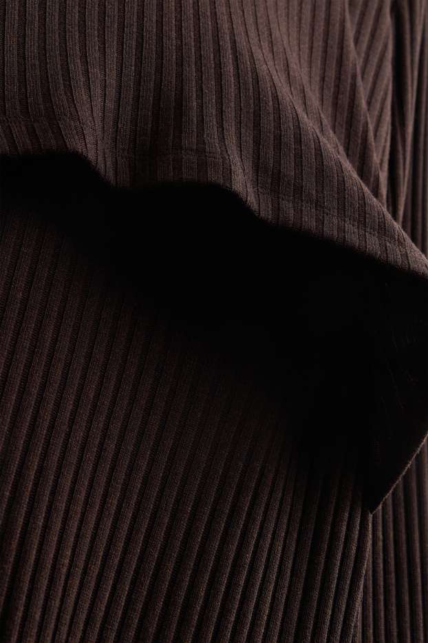 Femmes - Robe d’allaitement - finition côtelée - viscose mélangée - marron foncé