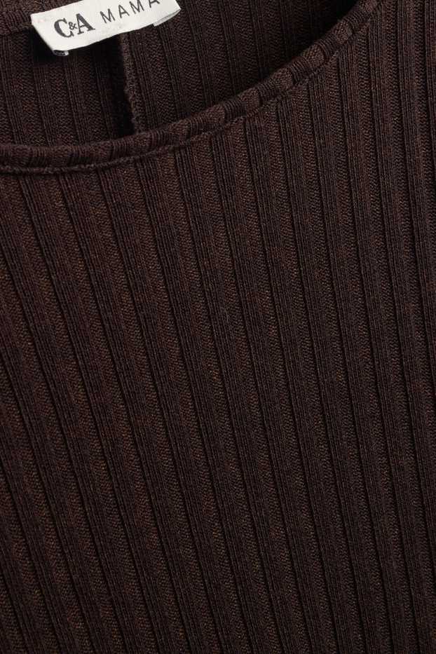 Femmes - Robe d’allaitement - finition côtelée - viscose mélangée - marron foncé