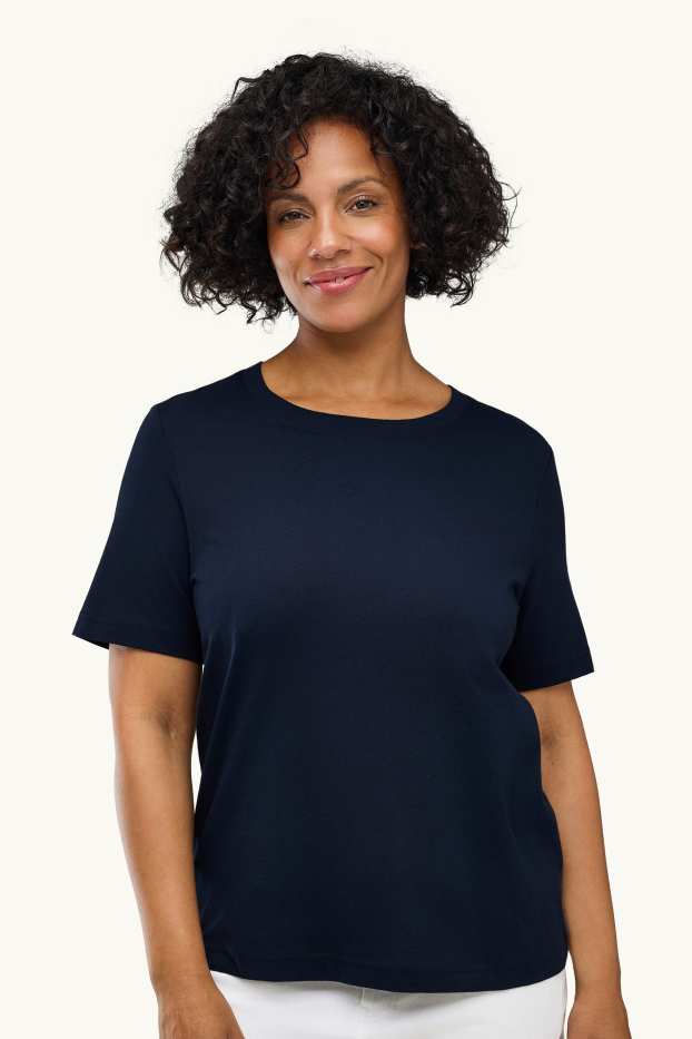 Damen - T-Shirt - Regular Fit - dunkelblau
