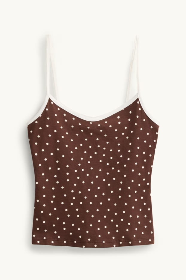 Femei - Top crop - cu buline - maro