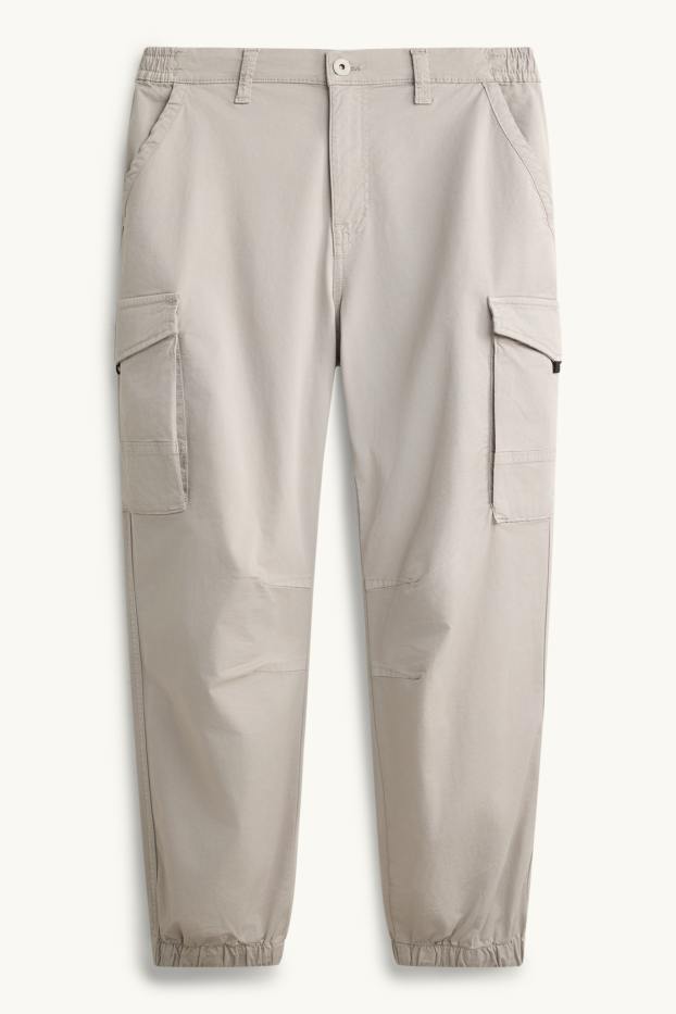 Hommes - Pantalon cargo - tapered fit - gris clair