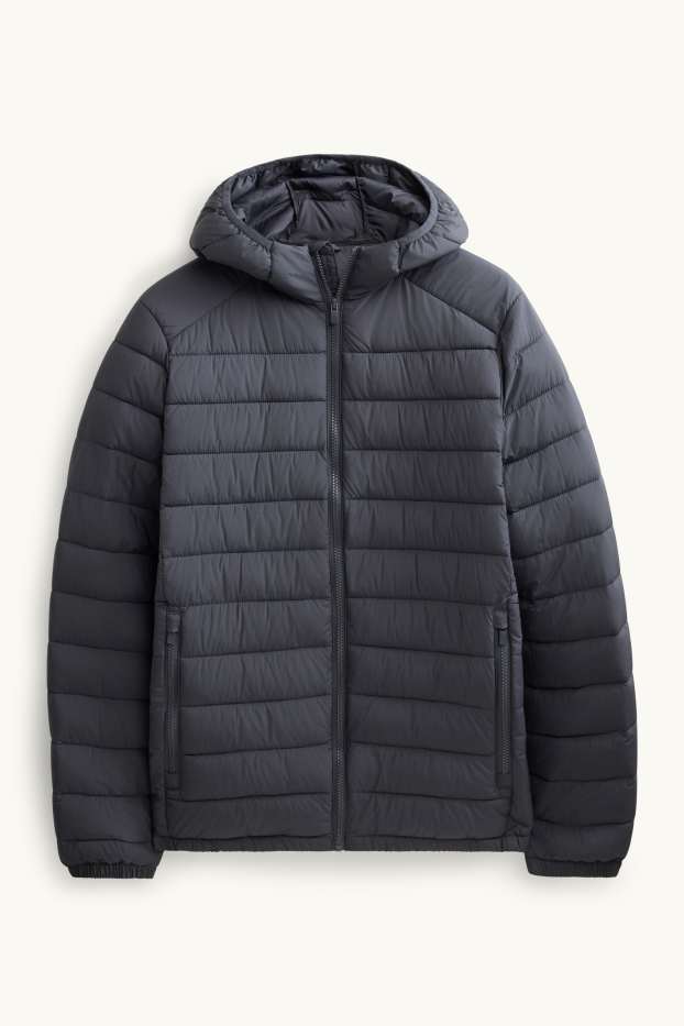 Herren - Steppjacke mit Kapuze - dunkelgrau