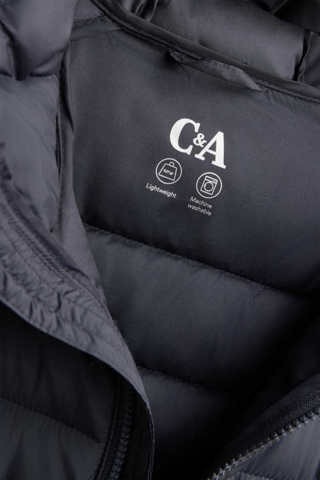 Herren - Steppjacke mit Kapuze - dunkelgrau
