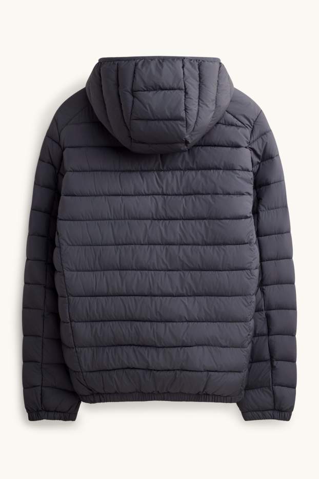Herren - Steppjacke mit Kapuze - dunkelgrau