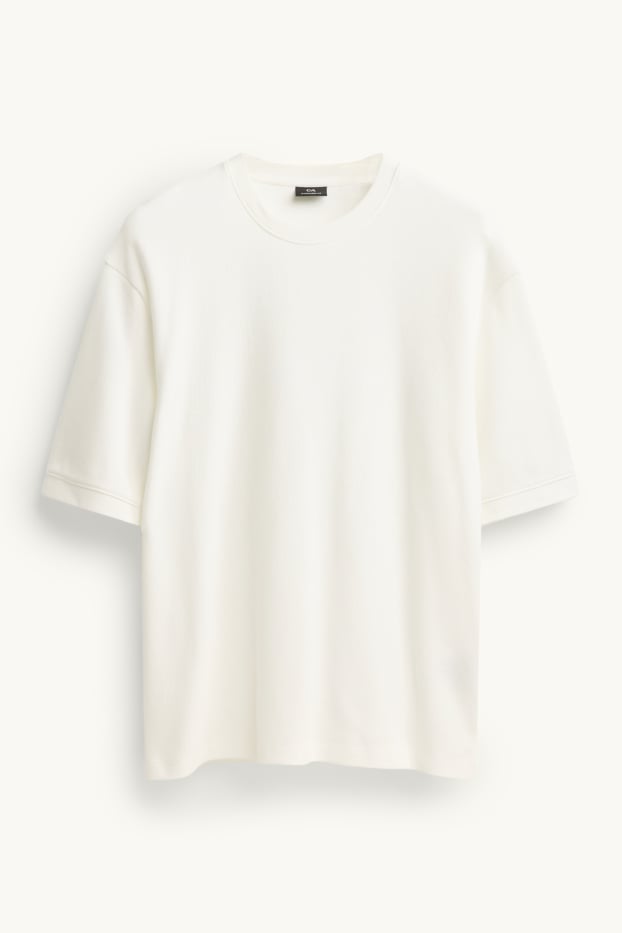 Hommes - T-shirt - Oversize - finition côtelée - blanc