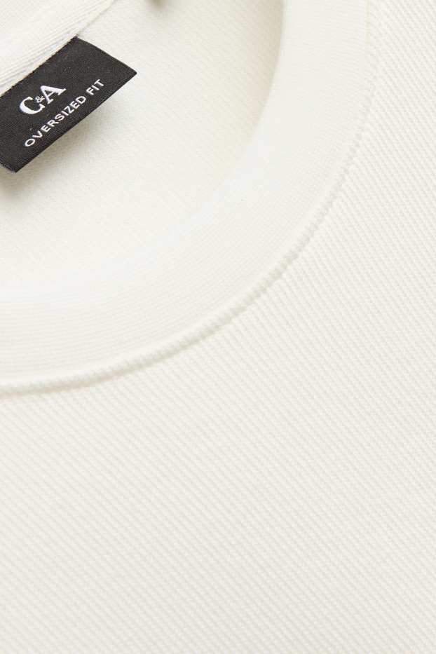 Hommes - T-shirt - Oversize - finition côtelée - blanc