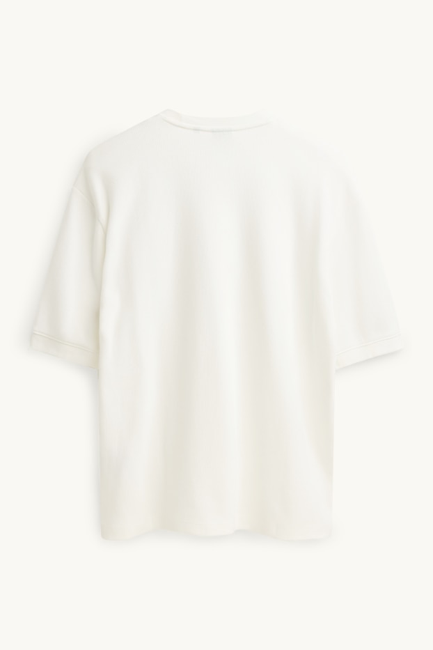Hommes - T-shirt - Oversize - finition côtelée - blanc