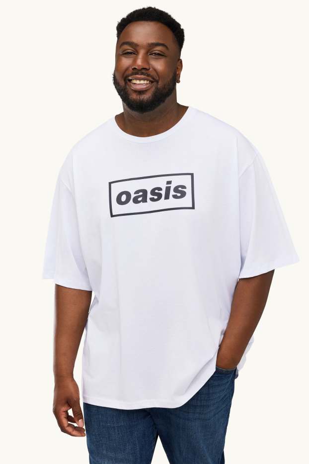 Uomo - T-shirt - oversize - Oasis - bianco / nero