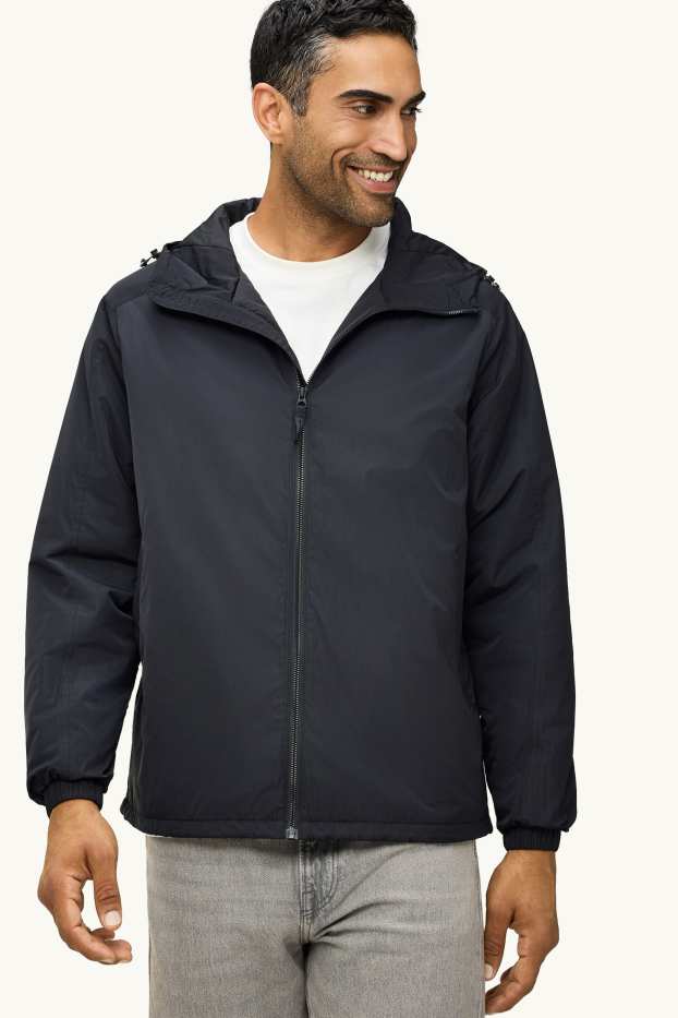Herren - Jacke mit Kapuze - wasserabweisend - schwarz