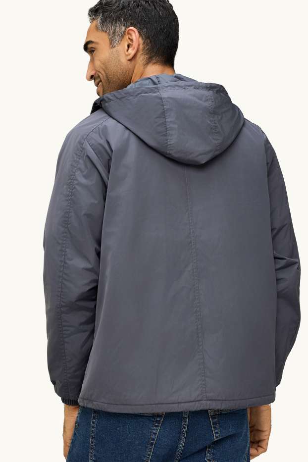 Herren - Jacke mit Kapuze - wasserabweisend - grau
