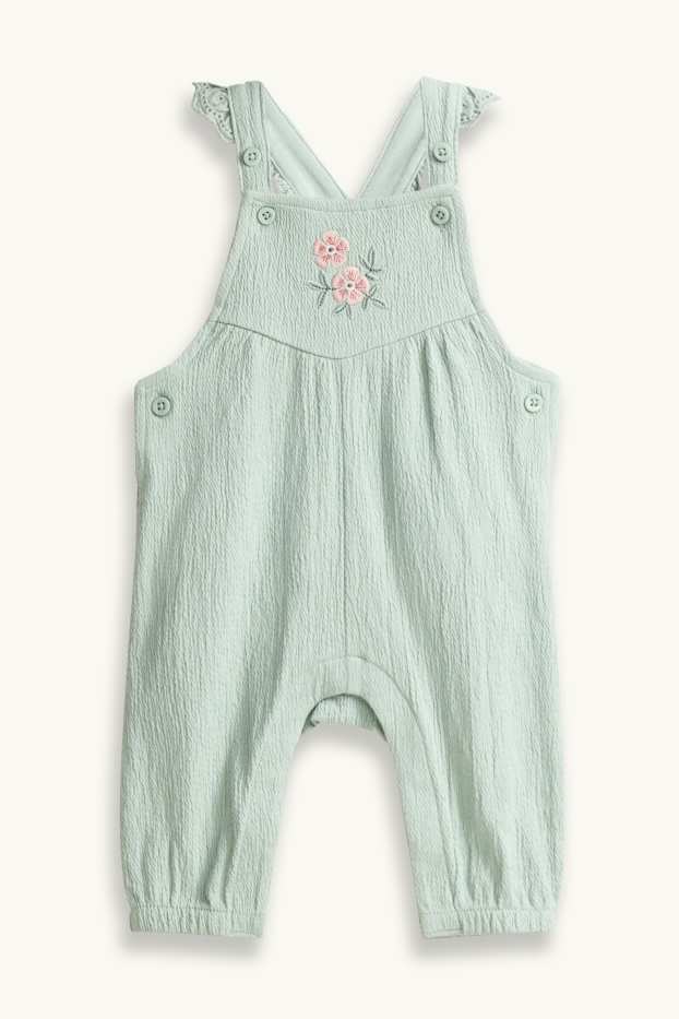 Bébés filles - Petites fleurs - ensemble nouveau-né - 2 pièces - vert / blanc crème