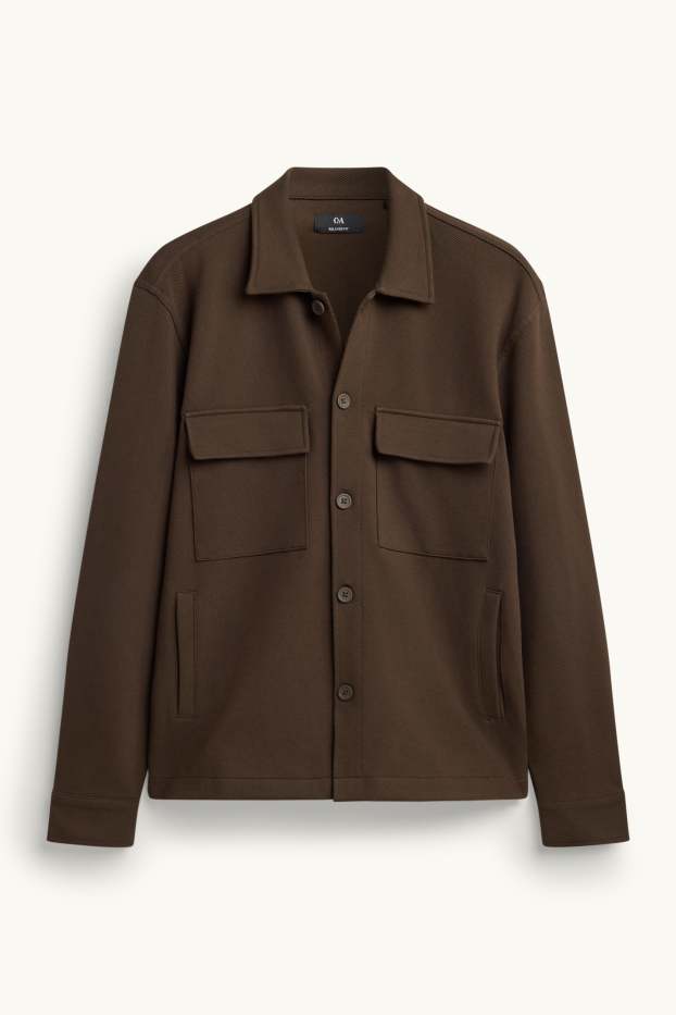 Hommes - Veste-chemise - relaxed fit - col kent - marron foncé