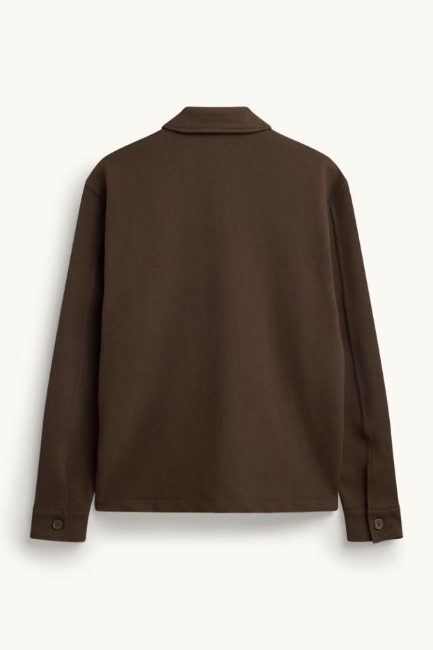 Hommes - Veste-chemise - relaxed fit - col kent - marron foncé