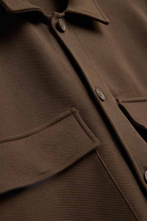 Hommes - Veste-chemise - relaxed fit - col kent - marron foncé