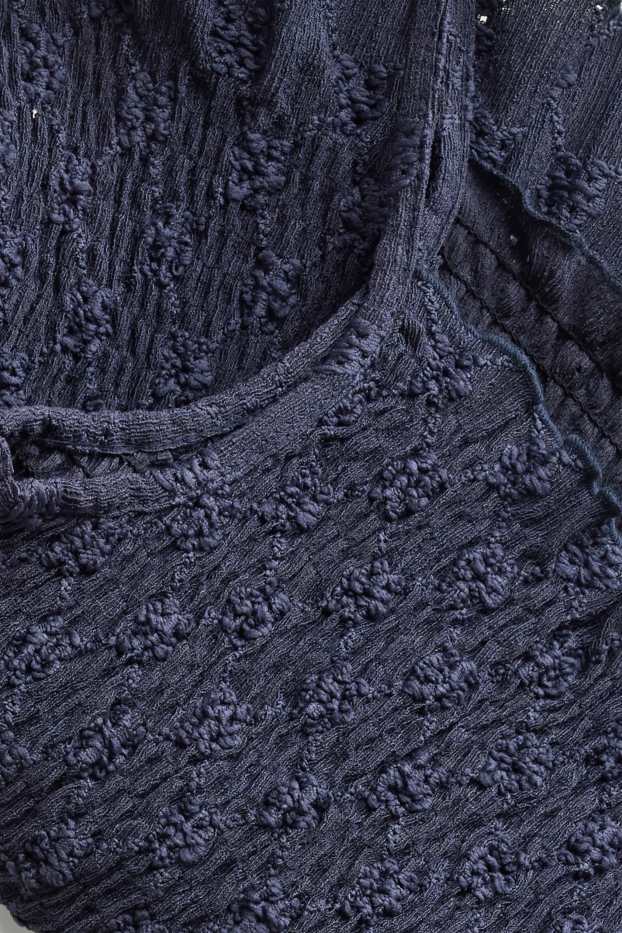 Femmes - Haut - smocké - broderie anglaise - bleu foncé