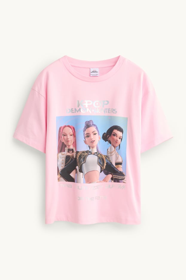 Enfants filles - KPop Demon Hunters - T-shirt - effet brillant - rose