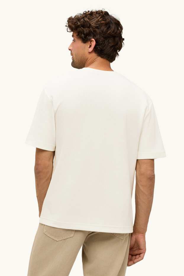 Hommes - T-shirt - relaxed fit - finition texturée - blanc