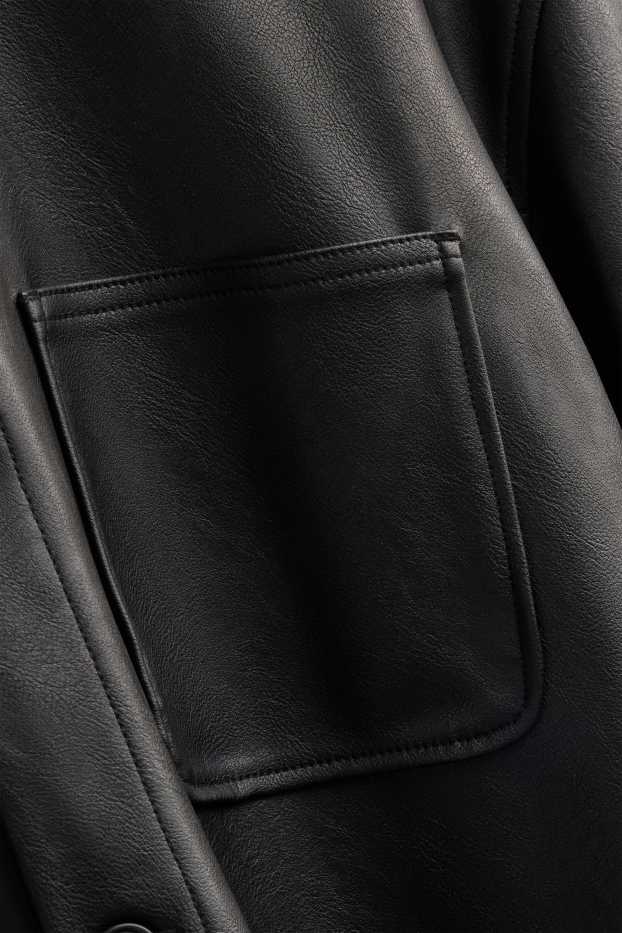 Herren - Hemdjacke - Relaxed Fit - Kent - Lederimitat - schwarz
