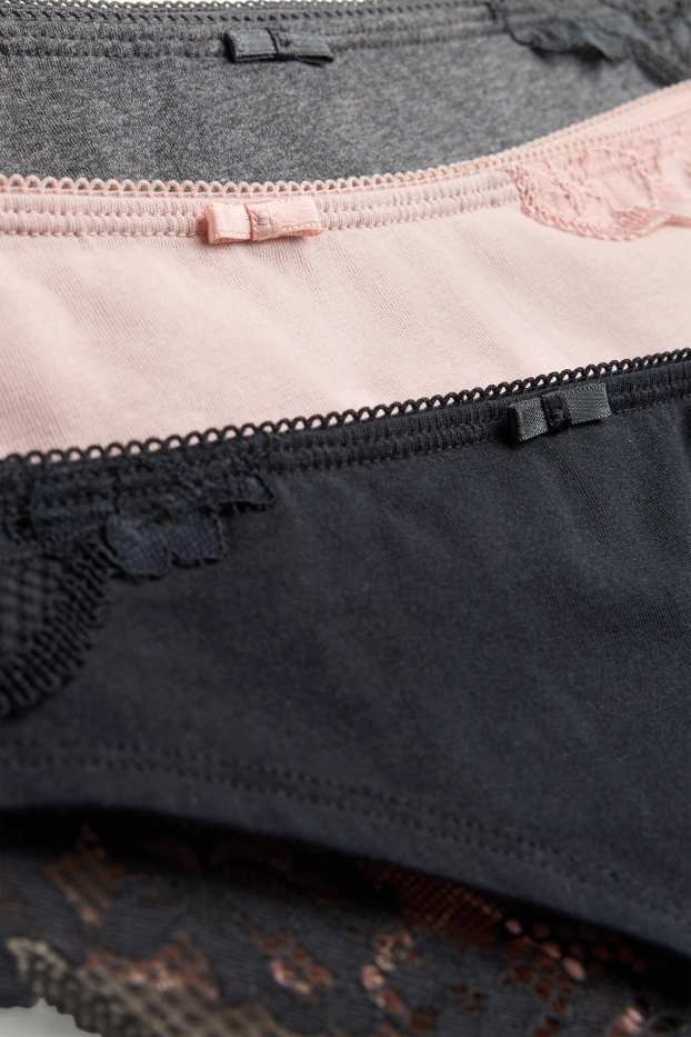 Damen - Multipack 3er - Brazilian Slip - schwarz / rosa