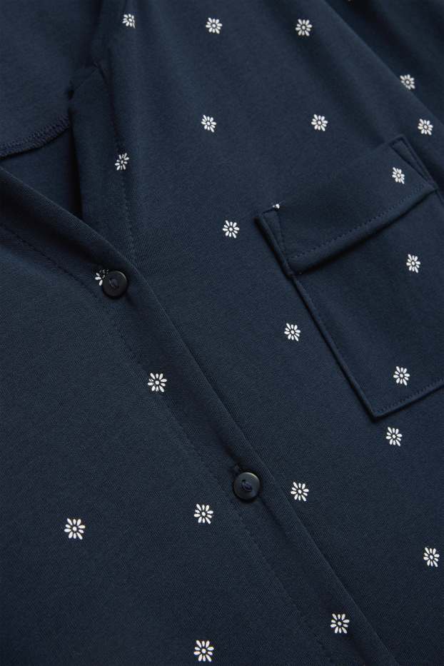Dona - Camisa de dormir - de flors - blau fosc / blanc